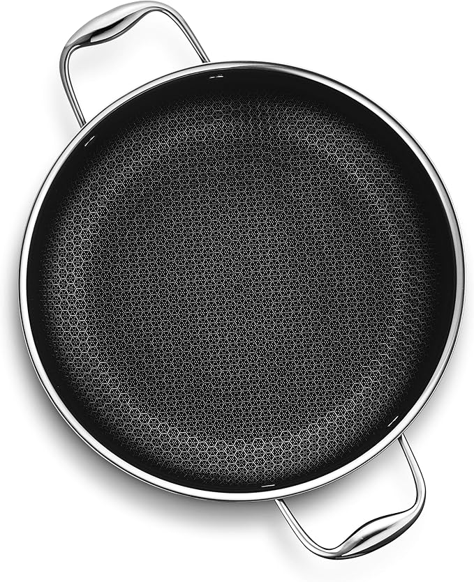 HexClad Hybrid Nonstick 8-Quart Stockpot with Tempered Glass Lid, Stay-Cool Handles, Dishwasher-Friendly, Oven-Safe Up to 900°F, Induction Ready, Compatible with All Cooktops