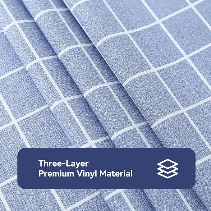 Romanstile Rectangle Plastic Tablecloth, 100% Waterproof Oil-Proof Checkered PVC Table Cloths, Heavy Duty Vinyl Table Covers for Dining, Camping, Picnic, Outdoor - 60 x 102 Inch, Blue