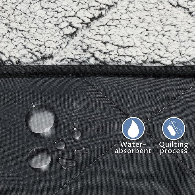 Tirrinia Waterproof Outdoor Blanket with Sherpa Lining, Windproof Triple Layers Warm Comfy Foldable for Camping Stadium, Beach, Picnic, Grass, Concerts, Car, Dog, 51''X 59'' & 59''X 80''