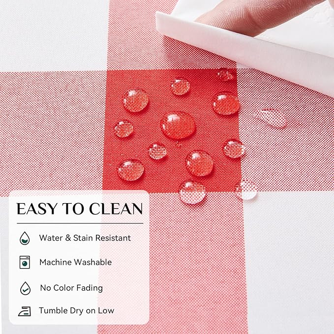Softalker Gingham Checkered Rectangle Tablecloth - Waterproof Buffalo Plaid Table Cloth Stain Resistant Washable Table Cover for Picnic/Camping/Outdoor - Red and White, 54 x 78 Inch