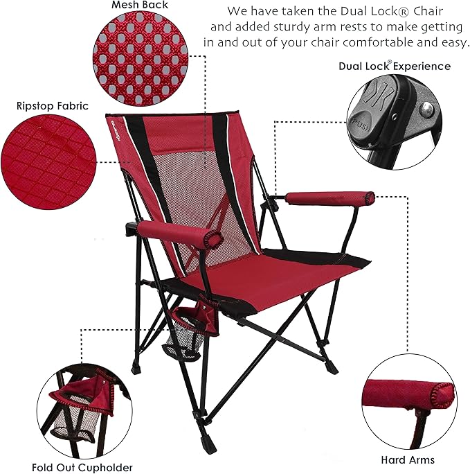 Kijaro Enjoy Versatile Folding Sports, Outdoor Chair & Lawn Chair, Dual Lock Feature, Red Rock Canyon (Hard Arm)