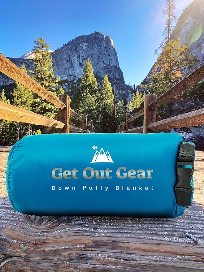 Down Camping Blanket - Puffy, Packable, Lightweight and Warm | Ideal for Outdoors, Travel, Stadium, Festivals, Beach, Hammock | 650 Fill Power Water-Resistant Backpacking Quilt