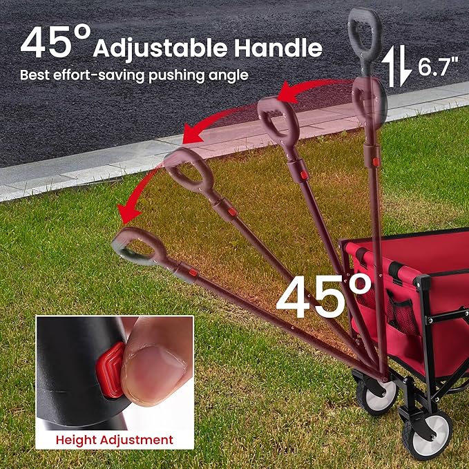 MAZING Collapsible Foldable Wagon with Tailgate Extended, 300lbs Heavy Duty Portable Lightweigh Utility Folding Wagon Cart for Grocery, Camping, Garden, Fishing