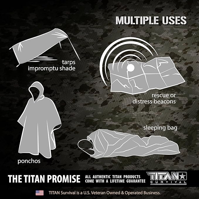 TITANSurvival Emergency Sleeping Bags for Survival 36” x 78” - 90% Heat Retention, 41% Thicker & Waterproof - Durable Survival Sleeping Bag for Cold Weather Camping - Thermal Sleeping Bag Outdoor Use