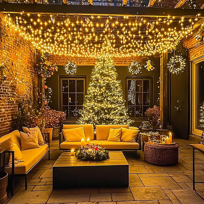 JMEXSUSS 1000LED Green Wire String Lights Warm White