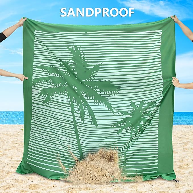 Beach Blanket Waterproof Sandproof Extra Large Beach Mat 79" X 83"/120"x108"for 1-8 Adults Quick Drying Durable Outdoor Picnic Mat for Beach Travel Camping Hiking