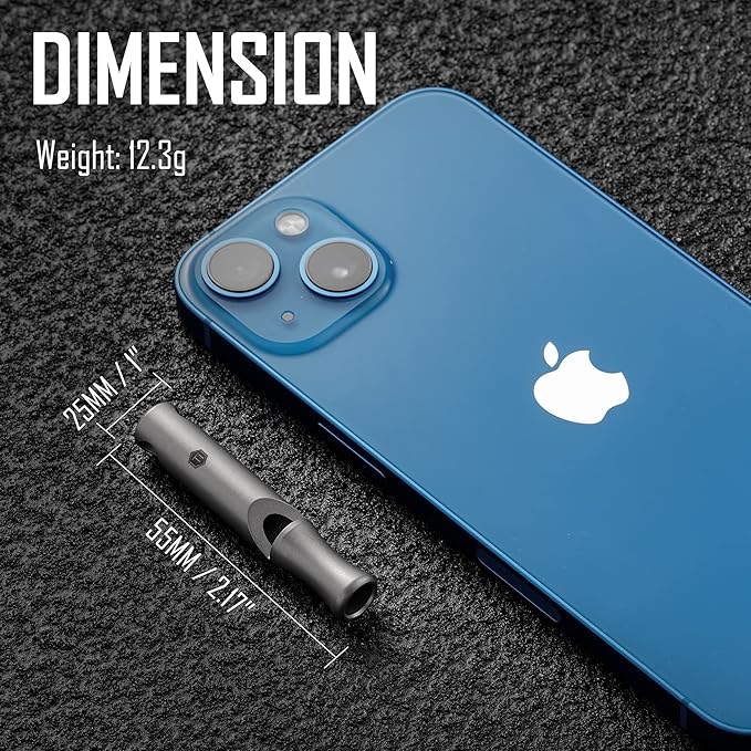 KeyUnity Titanium EDC Whistle Outdoor Emergency Whistle for Keychain, Comes with Necklace to Hang on Neck