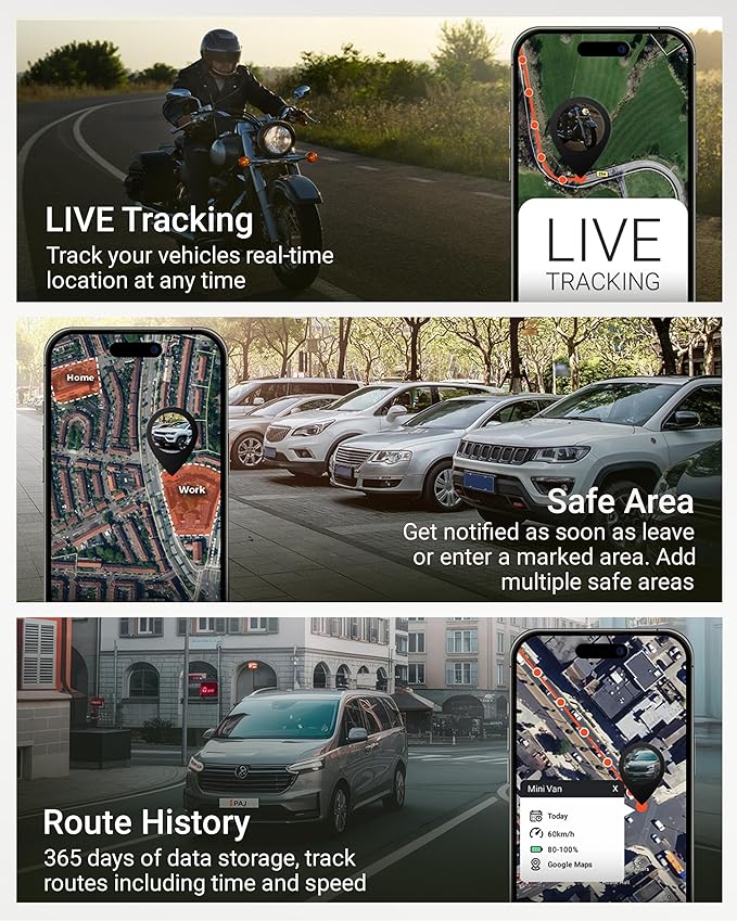 PAJ Allround Finder 4G - Real-Time GPS Tracking for Cars, Motorcycles, Kids & Seniors - SOS Button, Voice Messages & Up to 40-Day Battery for Safety & Security