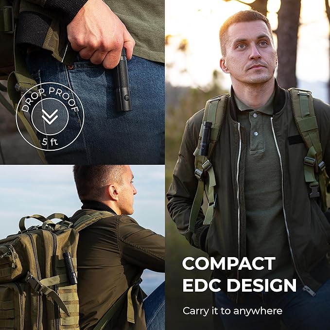 LED Rechargeable Flashlight - Super Bright 1250 High Lumens Flashlight, Waterproof IP68 Small Compact Pocket Tactical Flashlight for Home, Emergency, Rescue, Camping, Gifts for Men Black