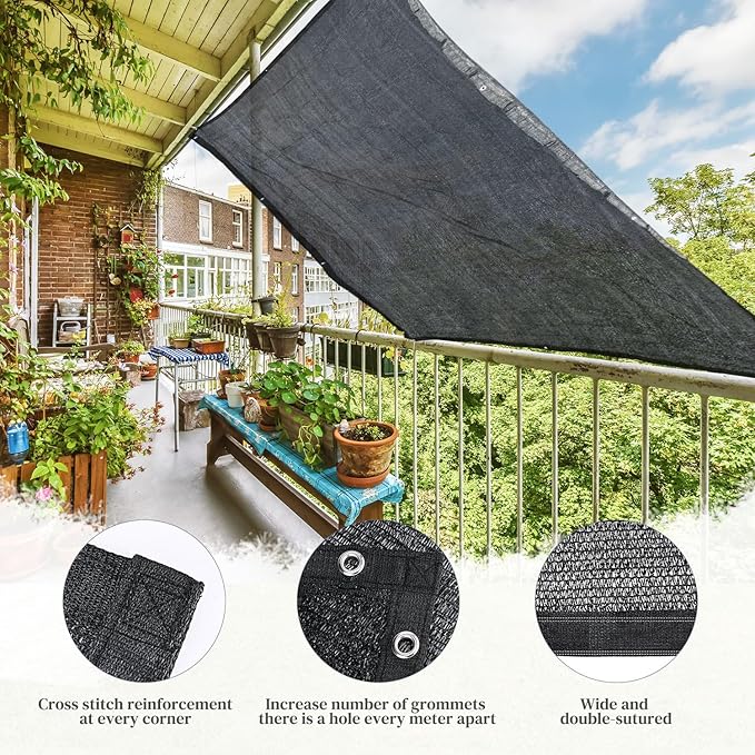 Garden 50% Shade Cloth, 8 x 20 FT Sun Shade Mesh Tarp with Reinforced Grommets, Durable HDPE Material Outdoor Shade Cloth for Plants, Greenhouse, Pergola and Backyard Patio Sunshade