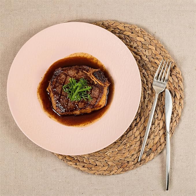 WONDERFUL 32pcs Pink Plates - Reusable Pink Plastic Plates Unbreakable and Reusable Plate Dishwasher safe Dishes Set Includes:16 Dinner 10" and 16 Dessert Plate 7.3" for Wedding Bridal Shower Camping