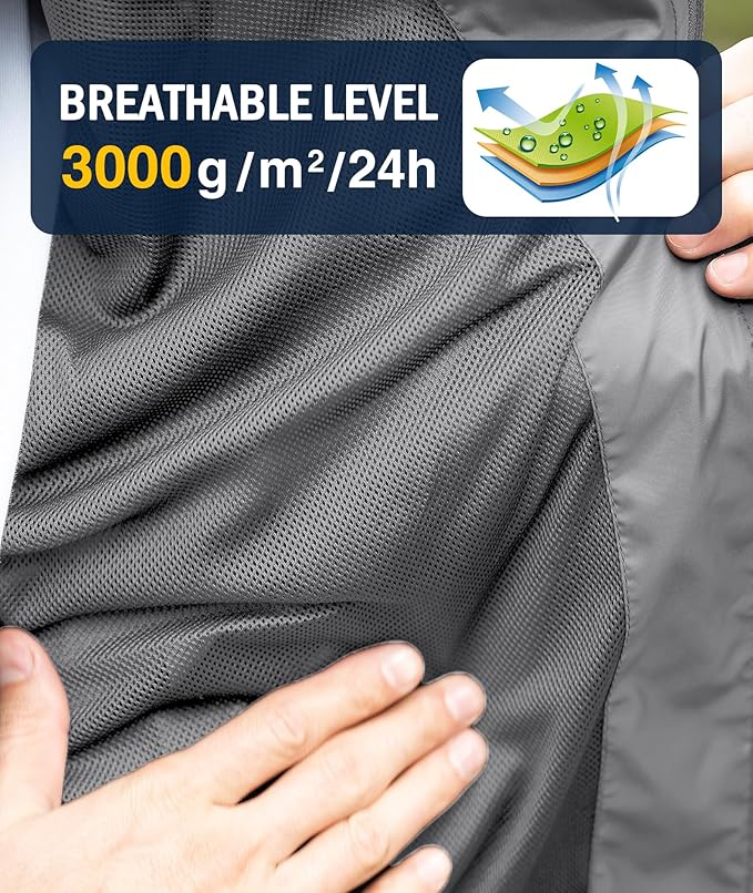 SWISSWELL Rain Jacket Men Waterproof Windbreaker, Lightweight Hooded Raincoat for Daily Casual