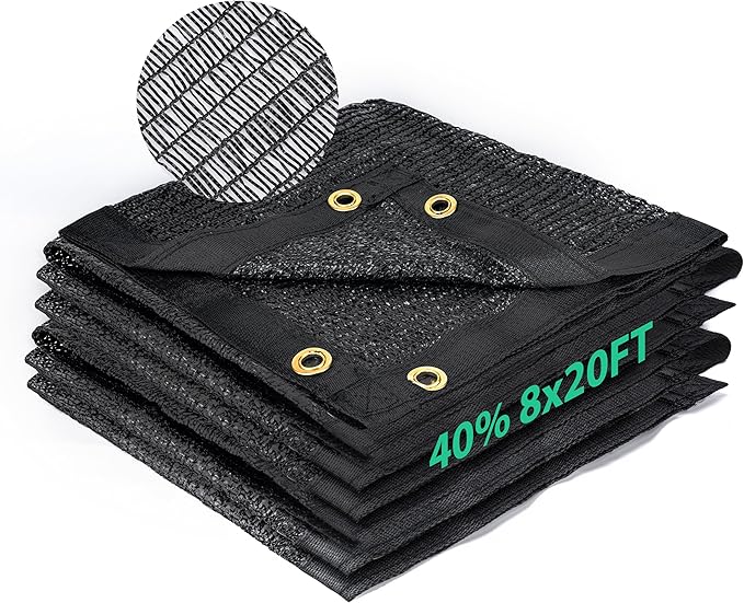 Kesfitt Garden 40% Shade Cloth, Resistant Sun Shade Net 8x20FT Mesh Tarp with HDPE Material and Reinforced Grommets Shade Trap for Greenhouse, Plant, Pergola, and Backyard Patio Sunshade