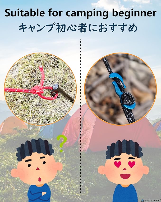 Rope Tensioner Aluminum Alloy Camping Tent Guyline Cord Adjuster Camping of Gear for Camping, Hiking, Backpacking Ultralight Tent Stakes Guy Lines (Blue, 10 Pack)