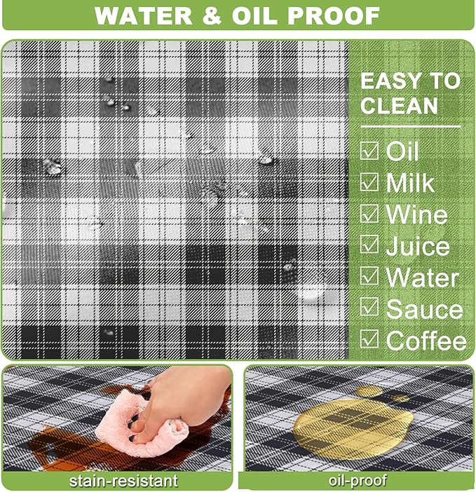 Fitted Picnic Table Cover with Bench Covers Waterproof Elastic Edges Rectangle Patio Tablecloth Outdoor Camping Essentials Stuff Rv Accessories Summer Trip Travel Camper Gifts for Woman Men, 96in 8 ft