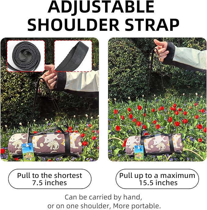 Outdoor Picnic Blanket Brown Cat&Dog 60"x80" Sandproof Beach Blanket Waterproof Picnic Blankets Foldable for Caming, Beach, Outdoor Activities.