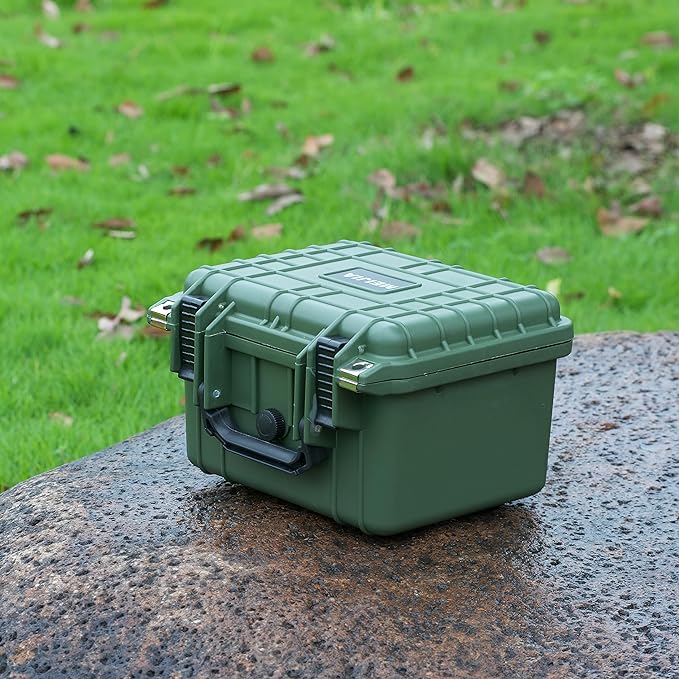 MEIJIA Portable All Weather IP67 Waterproof Camera Case,hard case with Customizable Fit Foam,Fit Use of Drones,Camera,Equipments,10.62 x9.68x6.87inches(Green)