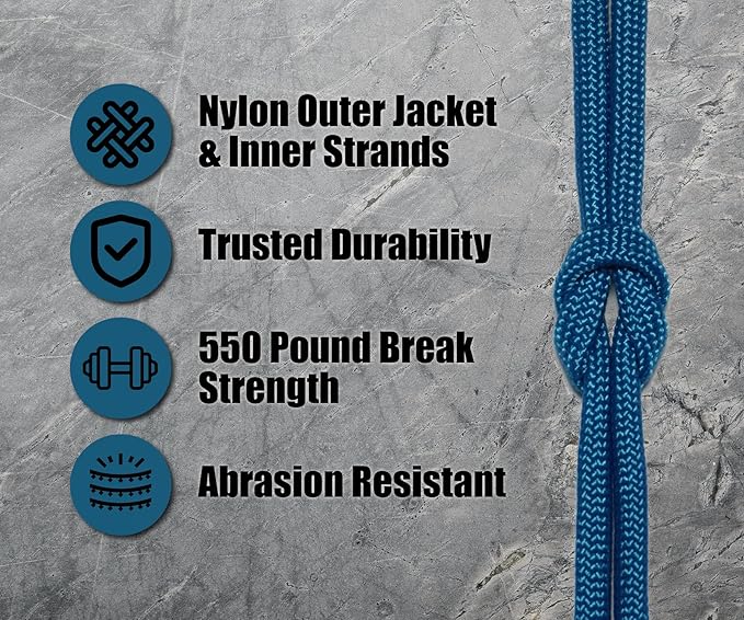 BORED? PARACORD! 550 lb Paracord - Ideal for Crafting, Camping, DIY Projects, Active & Military Outdoors - Strong Survival Rope - Tactical Parachute Cord Type III - Caribbean Blue 250 Feet