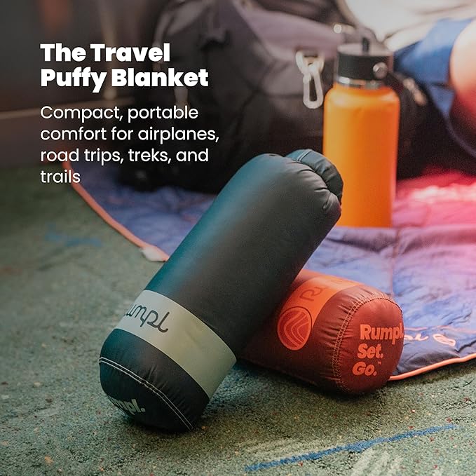 Rumpl Travel Puffy Blanket, Ultra-Packable Travel-Size Warmth and Comfort, Volcanic Fade