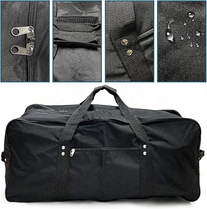 Extra Large Duffel Bag Lightweight Water Resistant Heavy Duty Duffle Bag Foldable Travel Duffle Bag (32"x14"x14" Black)