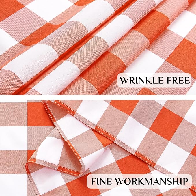 Softalker Halloween Gingham Checkered Rectangle Tablecloth - Waterproof Buffalo Plaid Table Cloth Stain Resistant Washable Table Cover for Picnic/Camping/Outdoor - Orange and White, 60 x 84 Inch
