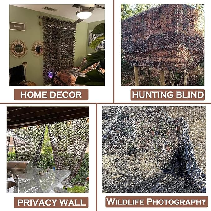 Camo Netting Camouflage Netting 20x20 10x20 10x10 Bulk Roll Burlap Camo Tarp Sunshade Net for Hunting Blind Dinosaur Birthday Jungle MilitaryTheme Party Decoration Camping Shooting