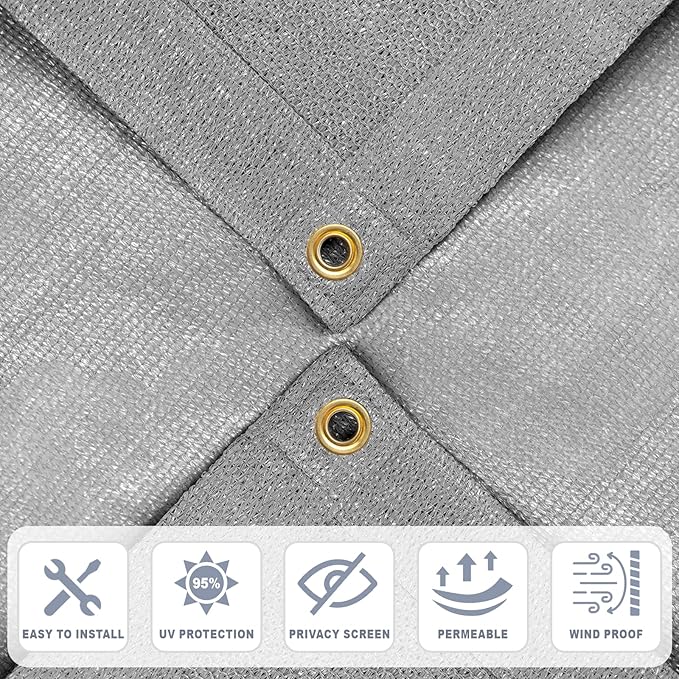 Cool Area Sun Shade Cloth with Grommets 12×18 FT Shade Panel Shade Tarp Screen Fabic for Outdoor Patio Pergola Cover Deck Garden, Silver (Customized)