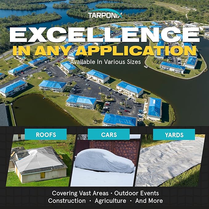 20' x 30' Dual-Sided Heavy-Duty Tarp – 10 Mil Tear-Resistant Green & Black Cover with Reinforced Edges and Anti-Rust Grommets