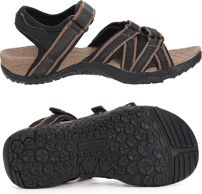 WHITIN Women’s Hiking Sandals with Arch Support | Adjustable Hook and Loop Straps | Durable Sport Sandals for Outdoor Adventure