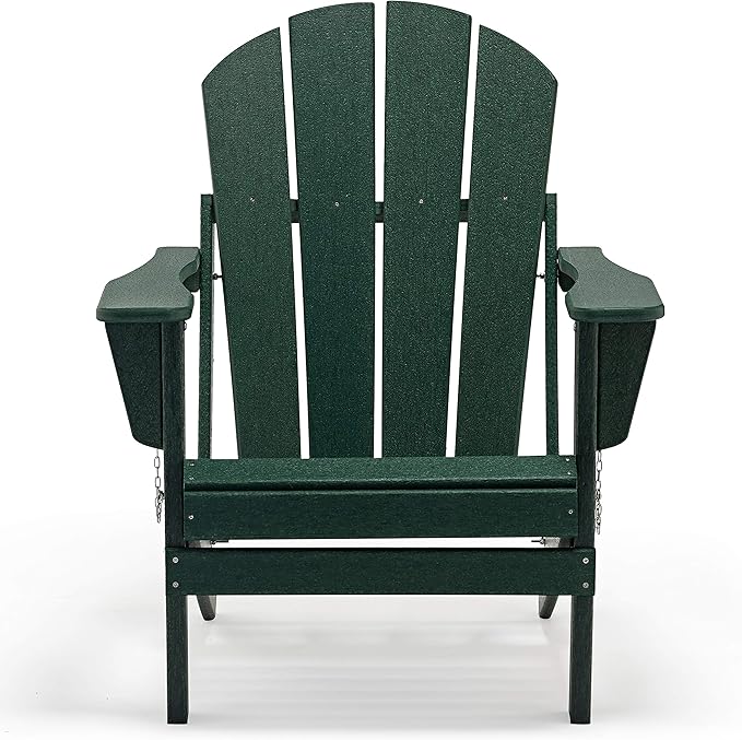 WestinTrends Malibu HDPE Outdoor Patio Folding Poly Adirondack Chair, Dark Green