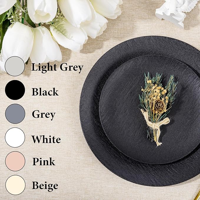 WONDERFUL 32pcs Black Plates Black Plastic Plates Unbreakable and Reusable Plastic Plate Dishwasher safe Dishes Set Includes:16 Dinner 10" and 16 Dessert Plate 7.3" Suitable for BBQ & Camping