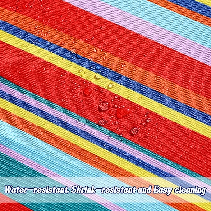 Poise3EHome 60X84 Outdoor/Indoor Waterproof Spillproof Rectangle Tablecloth with Umbrella Hole Zipper for Camping, Picnic, Party, Patio Table, Spring, Color Stripe