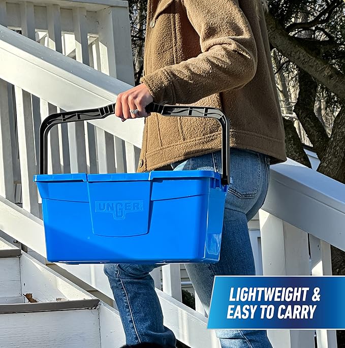 Unger Professional 3 Gallon Bucket – Compact Cleaning Bucket, Comfort-Grip Handle, 2 Pour Spouts, Portable Cleaning Supplies, Plastic Mop Bucket for Floor, Window & Household Cleaning