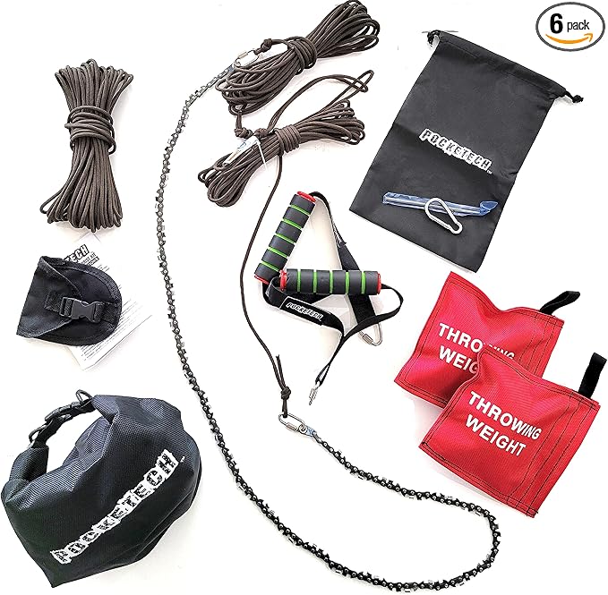 The Pocketech's Arborist Rope Tree Climbing Kit - 48 Inch Long High Limb Hand Chain Saw Kits - 62 Teeth-Blades on Both Sides for Arborist Equipment, Climbing Rope, and Climbing GearClim