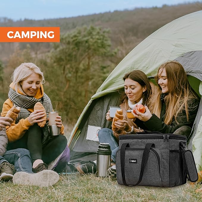 OPUX Soft Cooler Bag, Insulated Collapsible Lunch Cooler Tote for Men Work Camping Beach Travel, Portable Soft Sided Leakproof Waterproof Large Lunch Bag Box with Shoulder Strap 40 Cans, Charcoal Gray