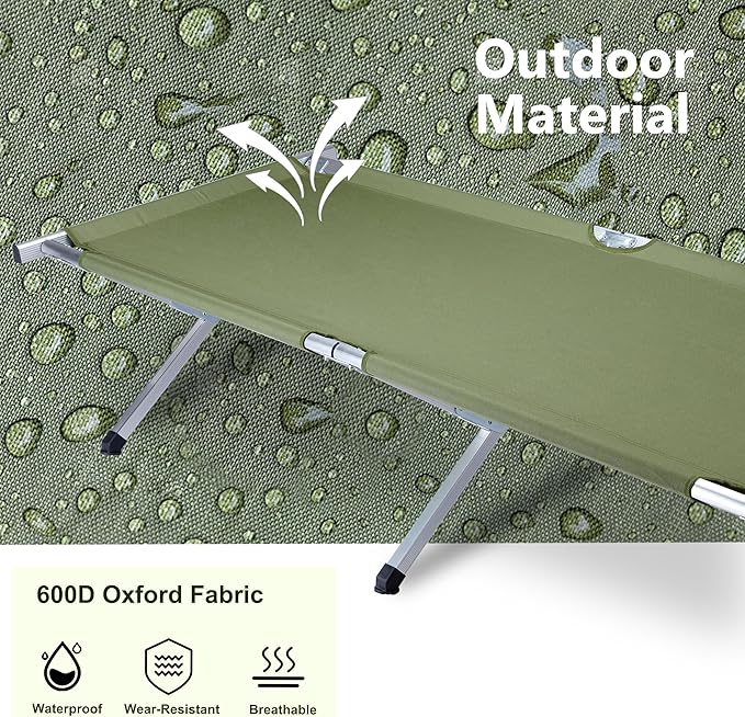 Outvita Folding Camping Cot, Sleeping Bed with Carry Bag, Lightweight Portable Cots for Travel, Fishing, Hiking and Outdoor Activities