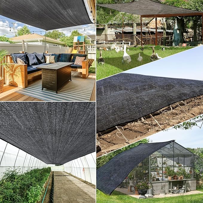 Garden 50% Shade Cloth, 20 x 20 FT Sun Shade Mesh Tarp with Reinforced Grommets, Durable HDPE Material Outdoor Shade Cloth for Plants, Greenhouse, Pergola and Backyard Patio Sunshade