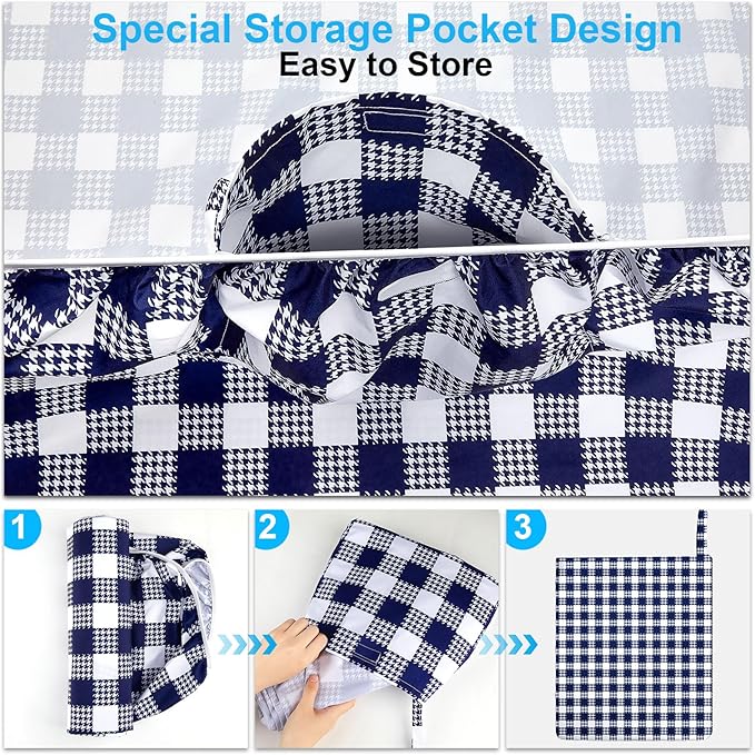 Picnic Table Cover with Bench Covers Portable Table Cloth Built-in Storage Pocket Picnic Table Covers with Elastic Waterproof Camping Essentials for RV Camping