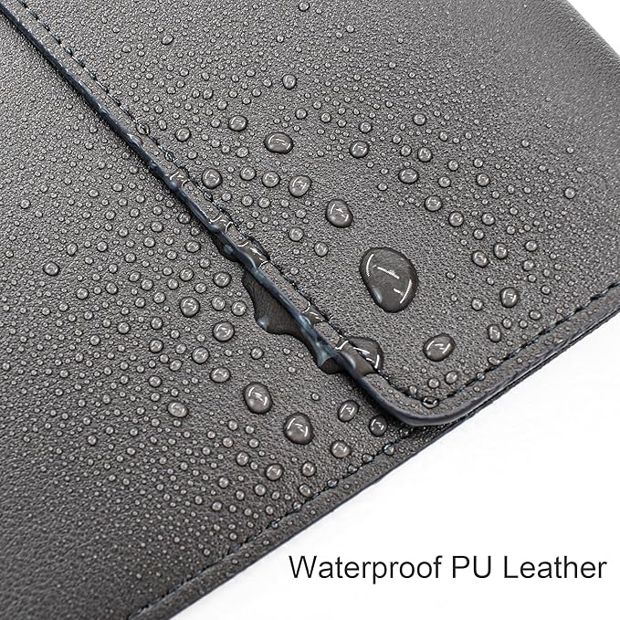 VANRA 1 Piece PU Leather File Folder Vertical A4 Document Holder File Envelope Waterproof Leather Portfolio Case Filing File Organizer for Letter Size with Magnetic Button Closure (Black)