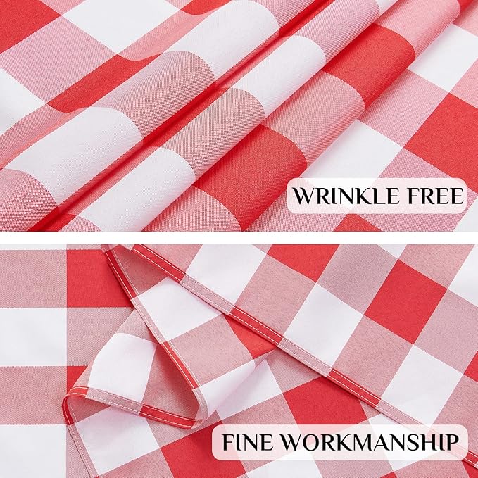 Softalker Gingham Checkered Rectangle Tablecloth - Waterproof Buffalo Plaid Table Cloth Stain Resistant Washable Table Cover for Picnic/Camping/Outdoor - Red and White, 54 x 108 Inch