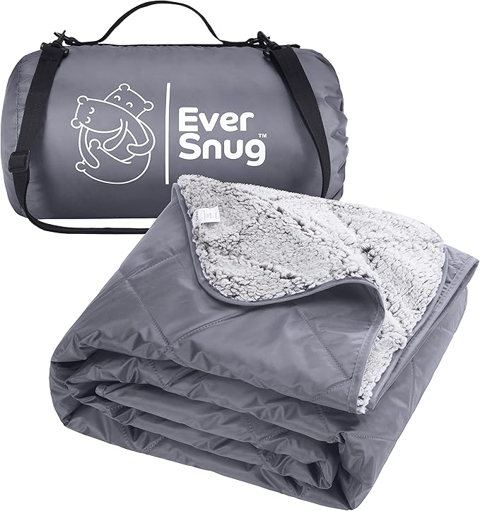 EverSnug Extra Thick Sherpa Fleece Blanket, Large - Waterproof, Windproof, Washable - For Camping, Picnics, Outdoors