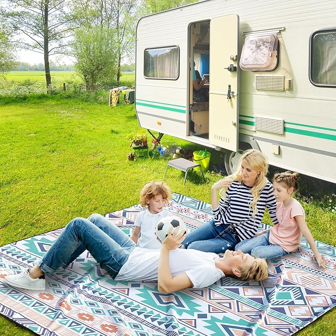 Beach Blanket Waterproof Sandproof Extra Large Beach Mat 79" X 83"/120"x108"for 1-8 Adults Quick Drying Durable Outdoor Picnic Mat for Beach Travel Camping Hiking