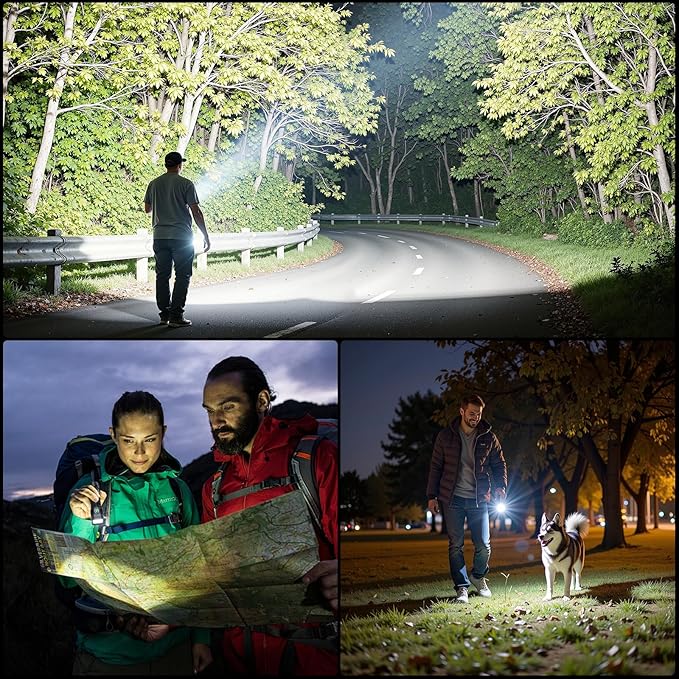Rechargeable Flashlights 2000L High Lumens, 4X Super Bright LED Flashlight, Powerful Flash Light with Memory Function, Long-Lasting, Waterproof Flashlights for Home Camping Hiking, 2 Pack ﻿