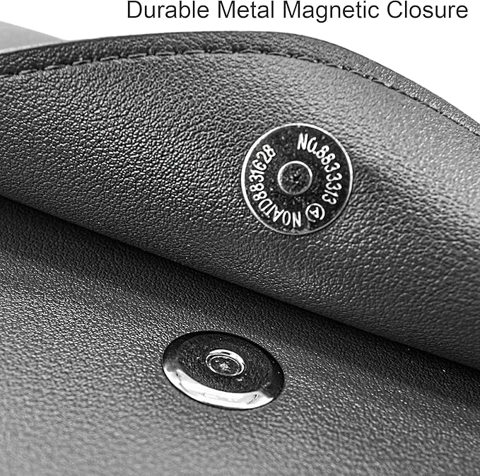 VANRA 1 Piece PU Leather File Folder Vertical A4 Document Holder File Envelope Waterproof Leather Portfolio Case Filing File Organizer for Letter Size with Magnetic Button Closure (Black)