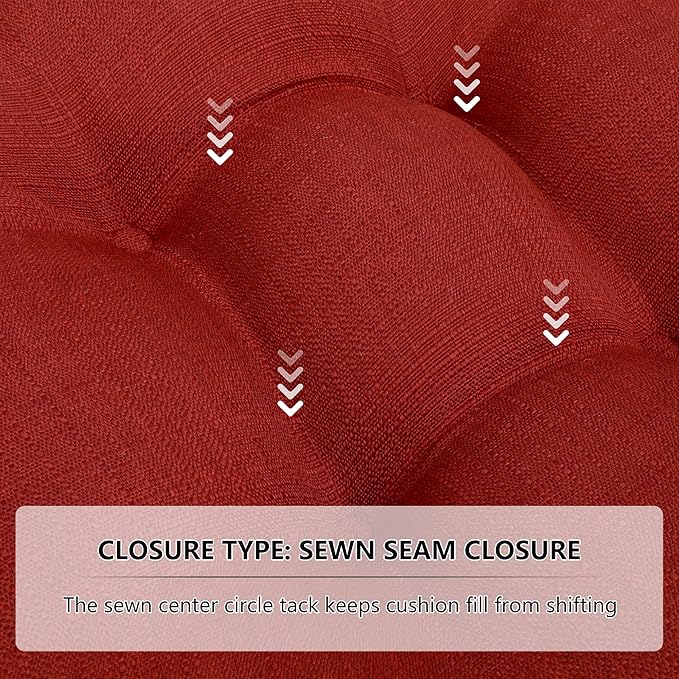 RACE LEAF Patio Chair Cushions 17x17 4 Pack, Thickened Outdoor Seat Cushions Water Resistant Stain Resistant Non-Slip Ties (Red)