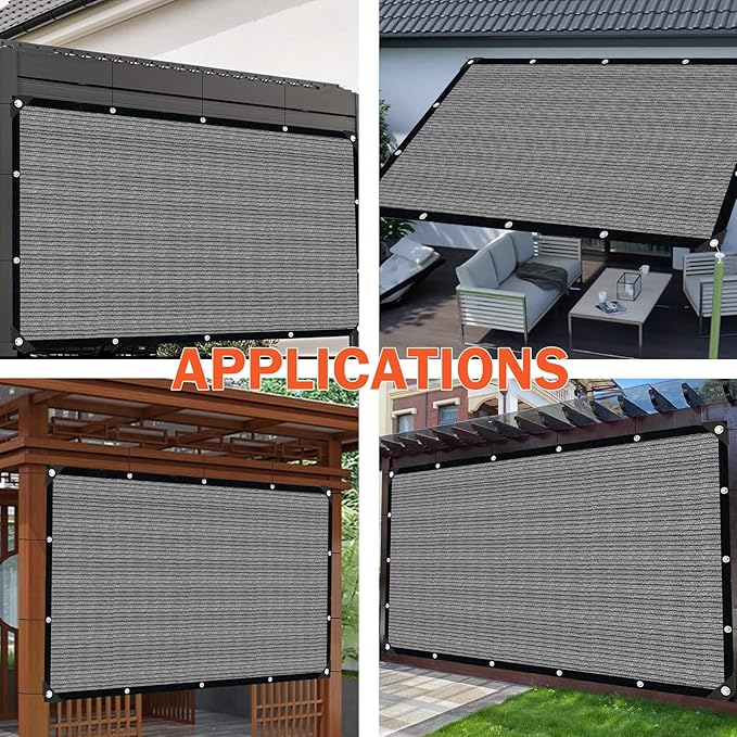 Grey Sun Shade Cloth,Pergola Shade Cover with Reinforced Grommets,90% Shade Fabric Fence Privacy Screen Balcony,Pergola Shade Cover Canopy Garden Carport Porch Deck Patio Shade Cover,6x12FT
