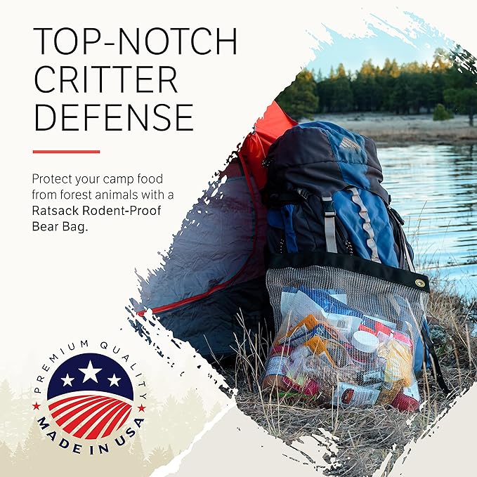 Camping Bundle - Ultralight Rodent Proof Dry Bag for Backpacking - Bear Bag Food Storage for Camping with Coghlans Odor Proof and Waterproof Bag, Survival Utility Rope and Carabiner (XS)