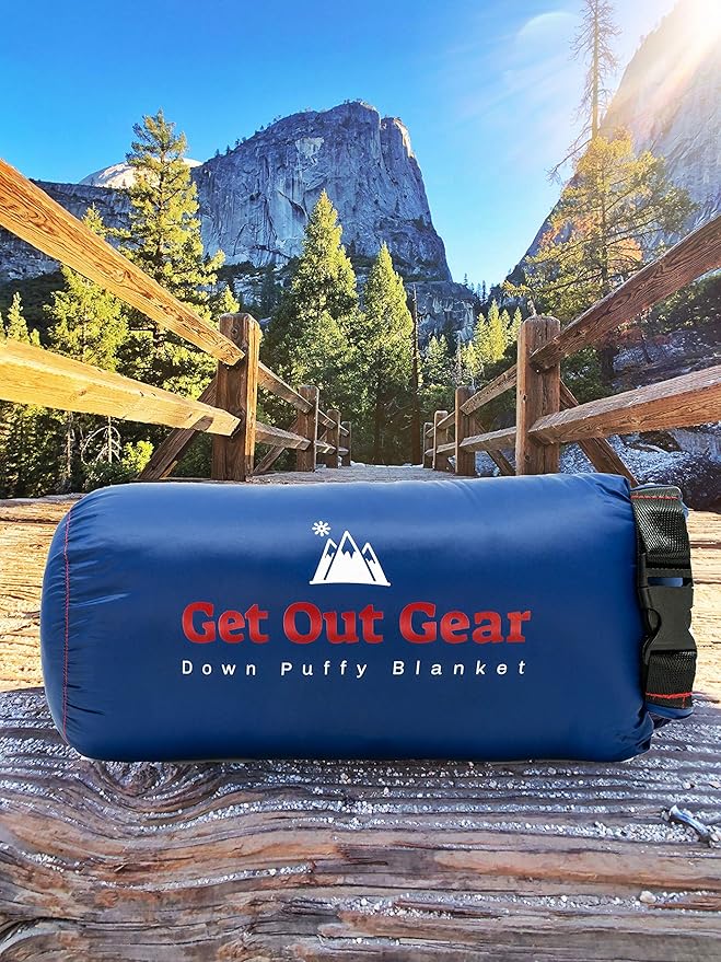 Down Camping Blanket - Puffy, Packable, Lightweight and Warm | Ideal for Outdoors, Travel, Stadium, Festivals, Beach, Hammock | 650 Fill Power Water-Resistant Backpacking Quilt