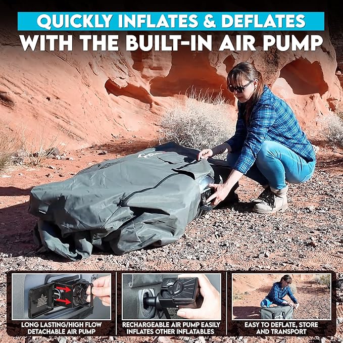 Pittman - Camping Inflatable Couch with Built in Pump for Outdoors & Indoors - Blow Up Couch for Camping has Heavy Duty Puncture Resistant Fabric for Inflatable Sofa Comfort, Support & Durability