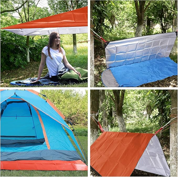 RedSwing Heavy Duty Survival Blanket, Waterproof Emergency Thermal Tarp, Multipurpose Reflective Insulated All Weather Blankets for Camping Hiking, Orange